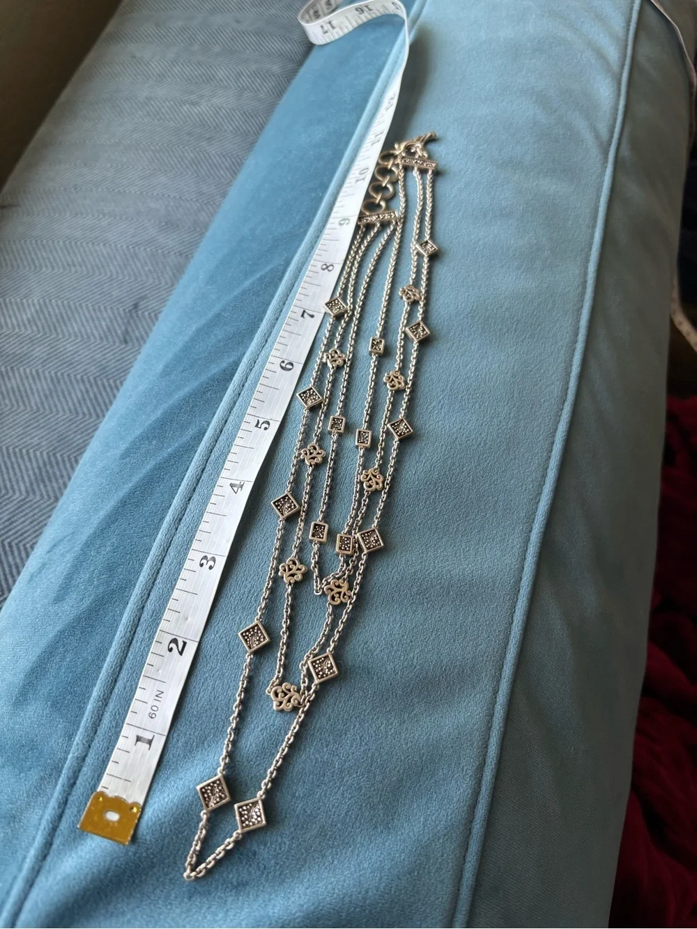 Vintage Silver Station Necklace with Decorative Charms
